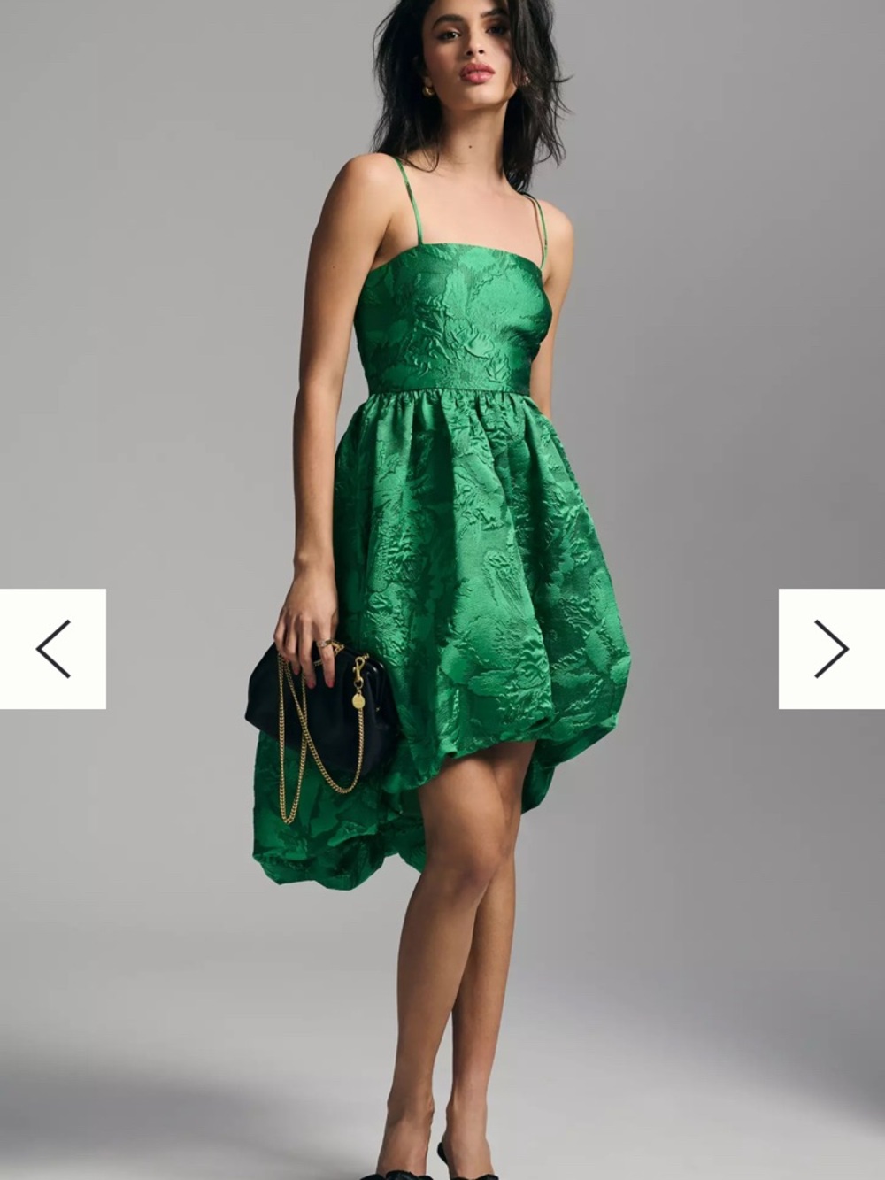 By Anthropologie Jacquard Emerald Textured High-Low Bubble Dress Sz 12
